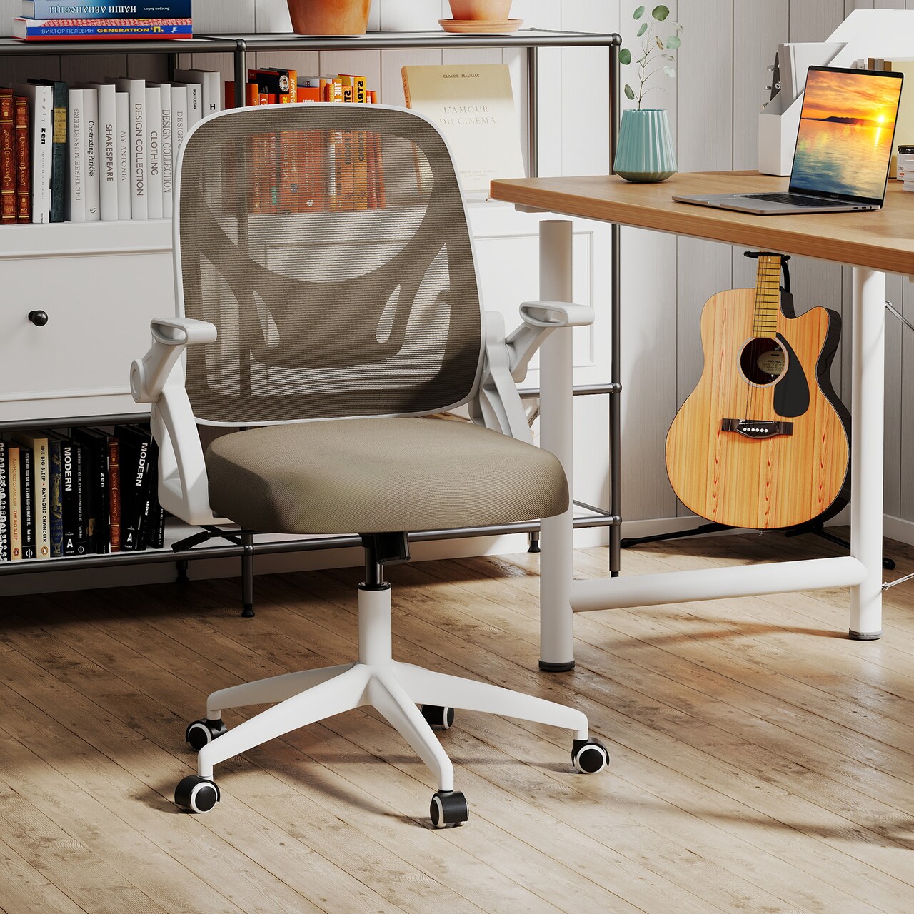 Adjustable Height Computer Desk Chair with S-Shaped Backrest and Lumbar Support for Study or Gaming